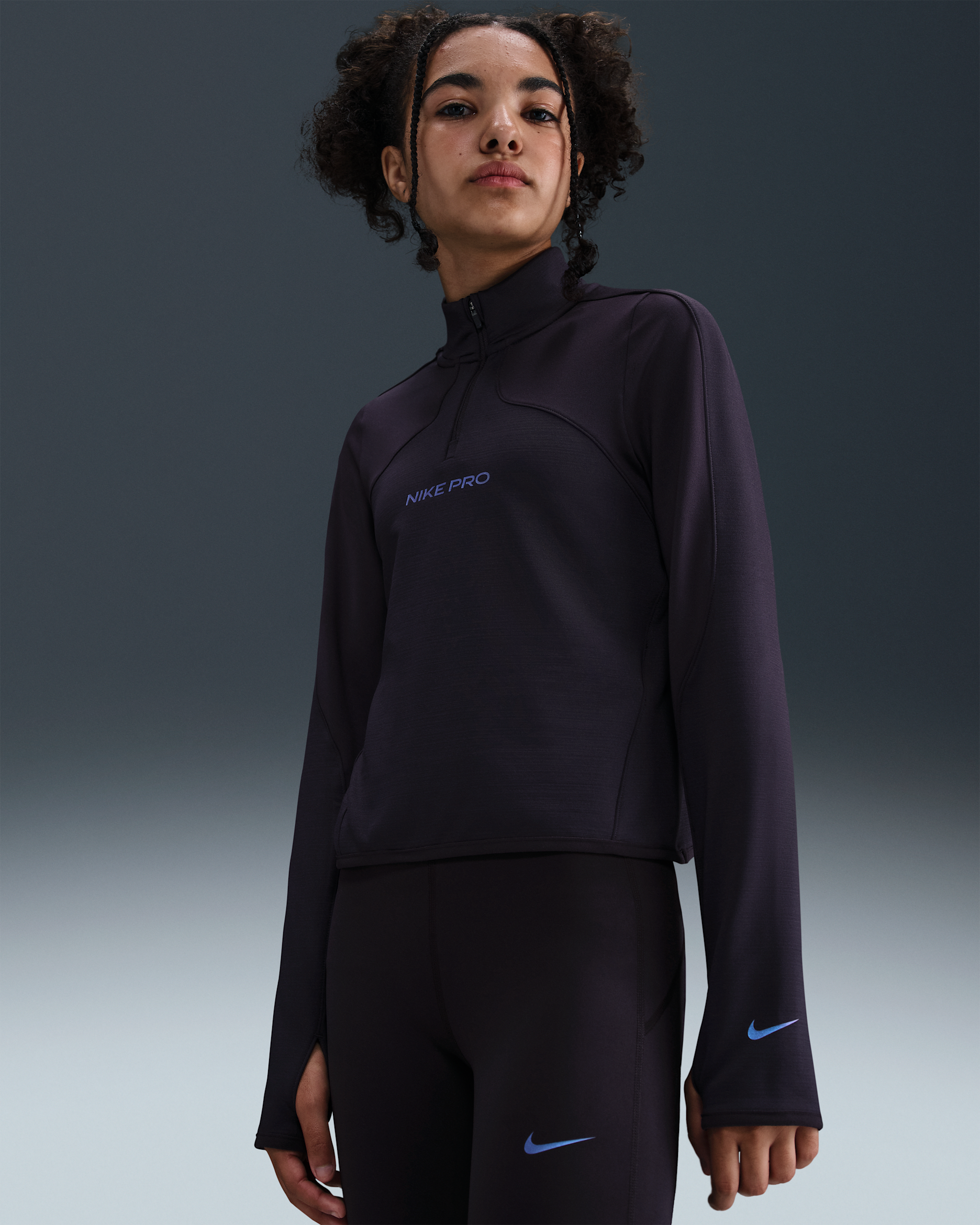 トップス aaa36 Nike Pro Older Kids' (Girls') Therma-FIT 1/2-Zip Long-Sleeve Top
